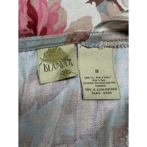 Islander Dress Womens 8 Tan Pink Sleeveless Floral‎ Tropical Hawaiian Vacation - Picture 6 of 10